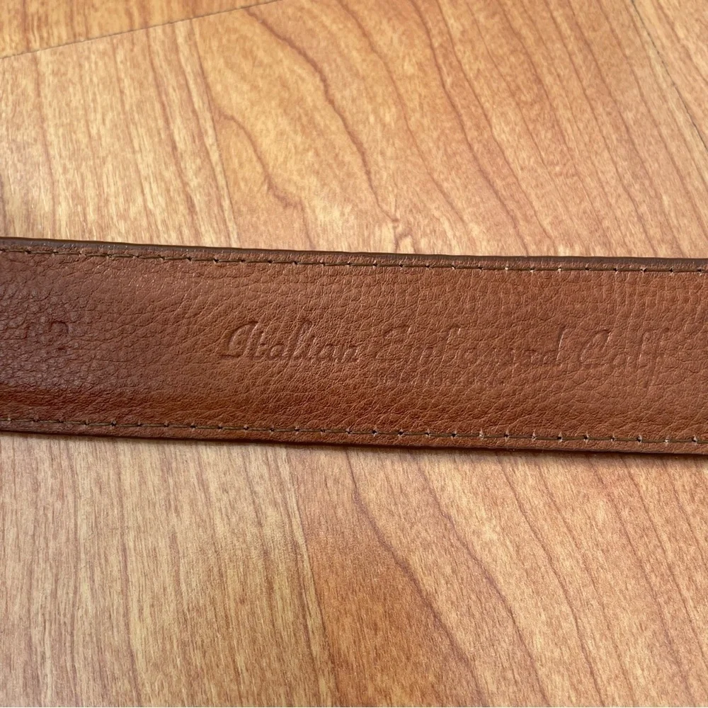 Saks Fifth Avenue Italian Embossed Leather with Silvertone Solid Brass Hardware
